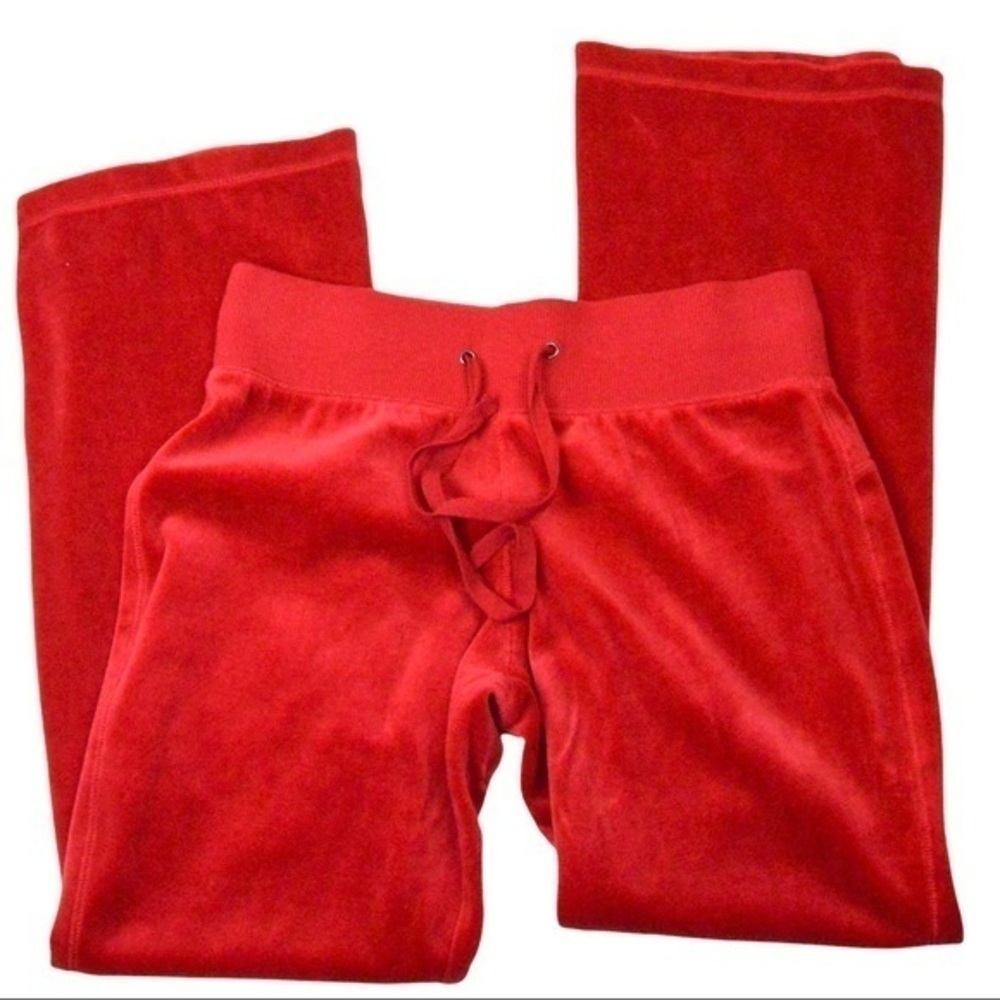 Tek Gear Flare Leg Red Chili Drawstring Velour Lounge Yoga Pants - Medium Y2K